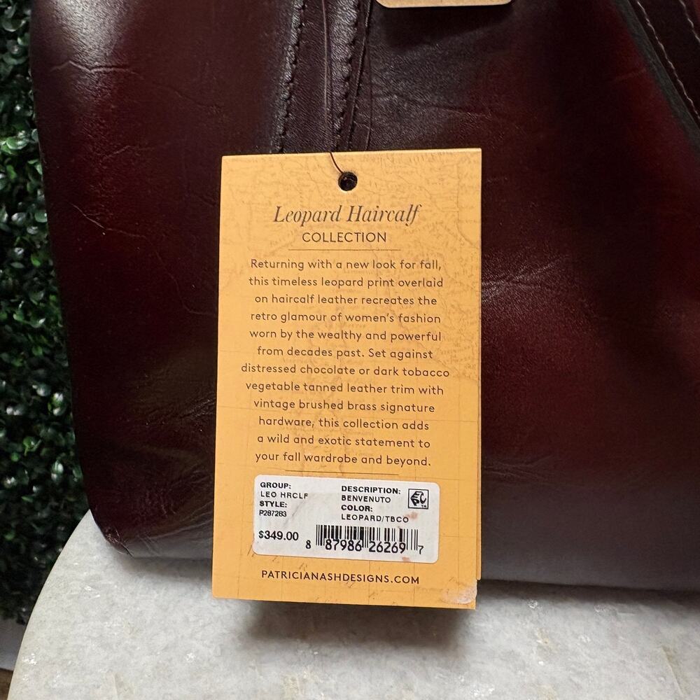 NWT Patricia Nash Leopard Calf hair large tote - Picture 7 of 11